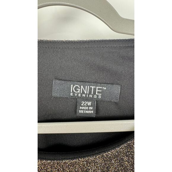 Ignite Evenings Womens Metallic Evening Maxi Dress Plus Size 22W Gold Black New - Picture 9 of 10